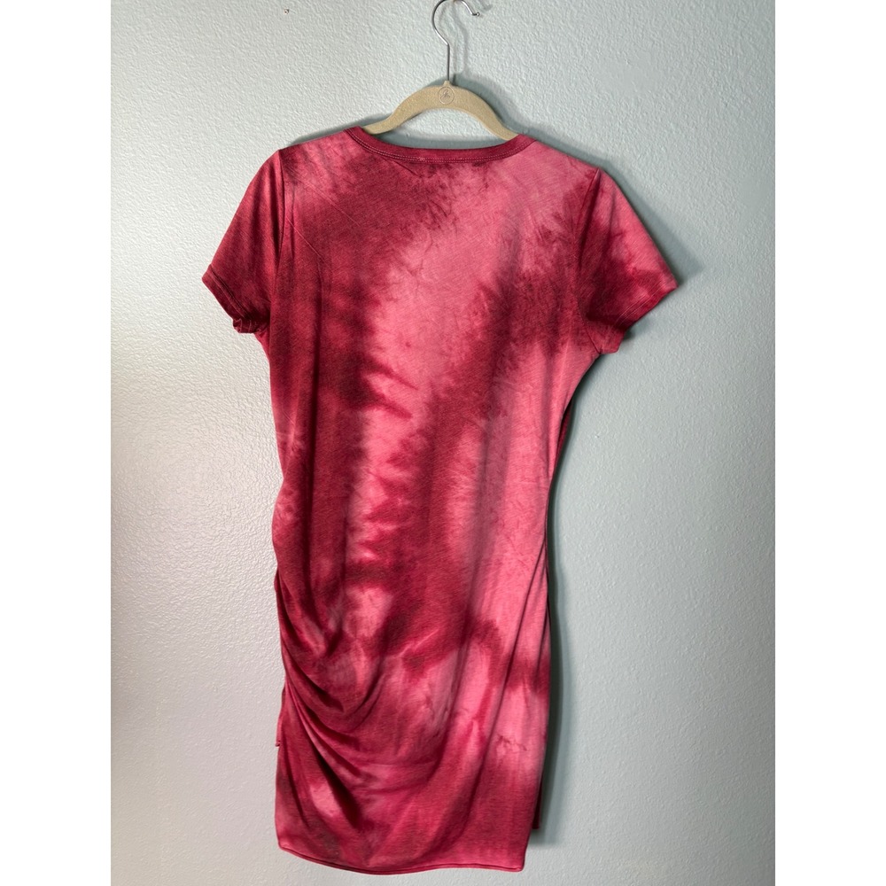La Miel Pink Tie Dye Ruched Mini Dress Large Alt Grunge Fairy Bodycon T-Shirt‎